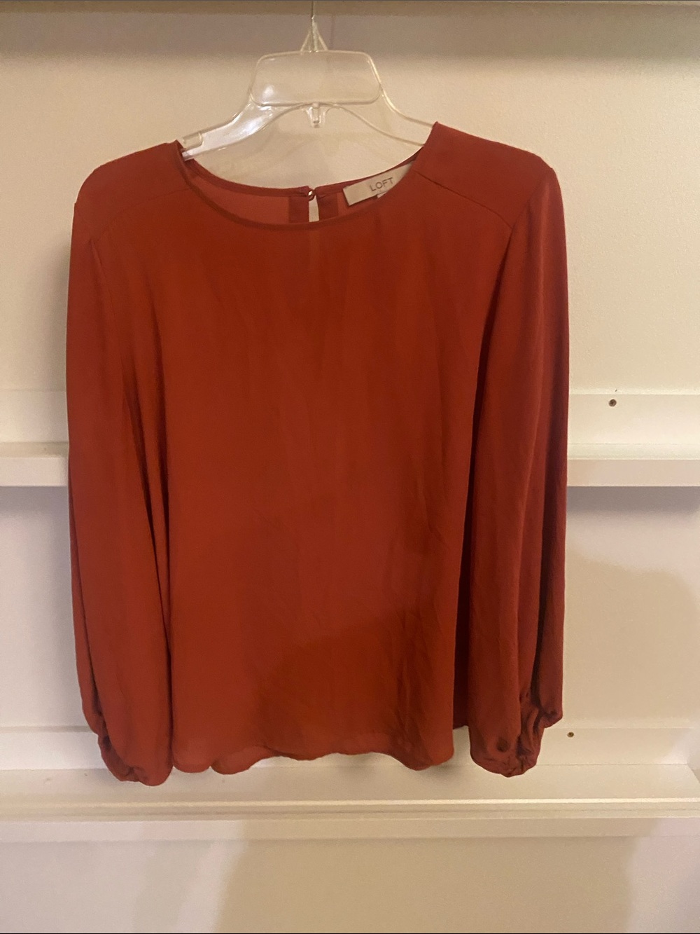 LOFT Rust-Red Long Sleeve Blouse